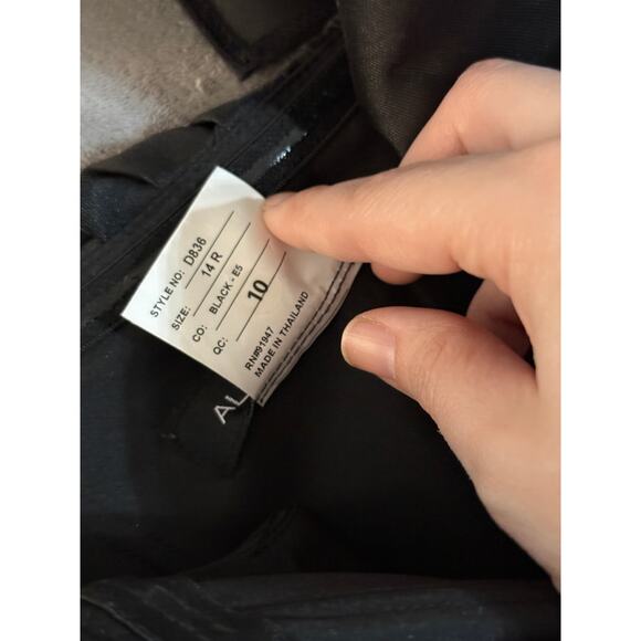 NWT Alfred Sung Black Gown SZ 14 R Women Off Shoulder Ruffle Neck Satin Trumpet - Picture 6 of 14